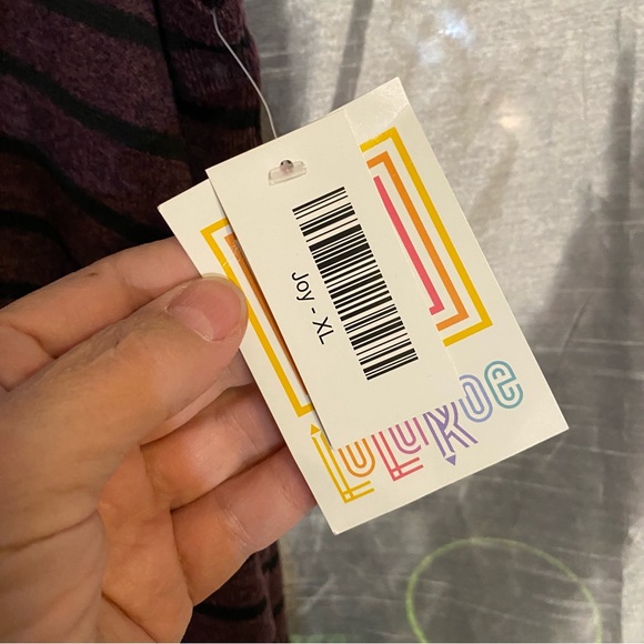 Lularoe XL “Joy” NEW long vest, purple with sheer black stripes, comfy, soft - Picture 4 of 7